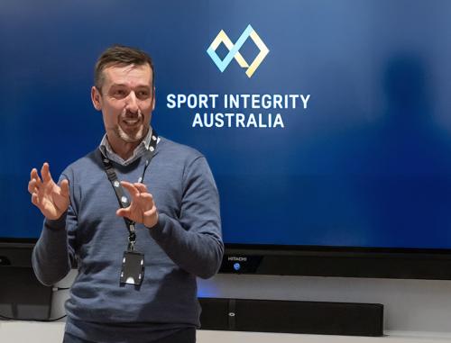 DFSNZ CEO Nick Patterson speaking at Sport Integrity Australia